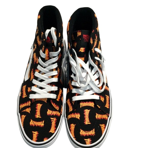 Vans Other - Vans Sk8-Hi Thrasher Magazine Flame Logo Black Skate Shoes Mens 12 VN0A5FCCBKA